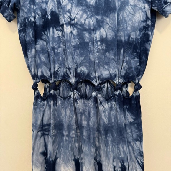 American Eagle Tie Dye Cutout Shirt Dress Blue & White - Picture 4 of 6